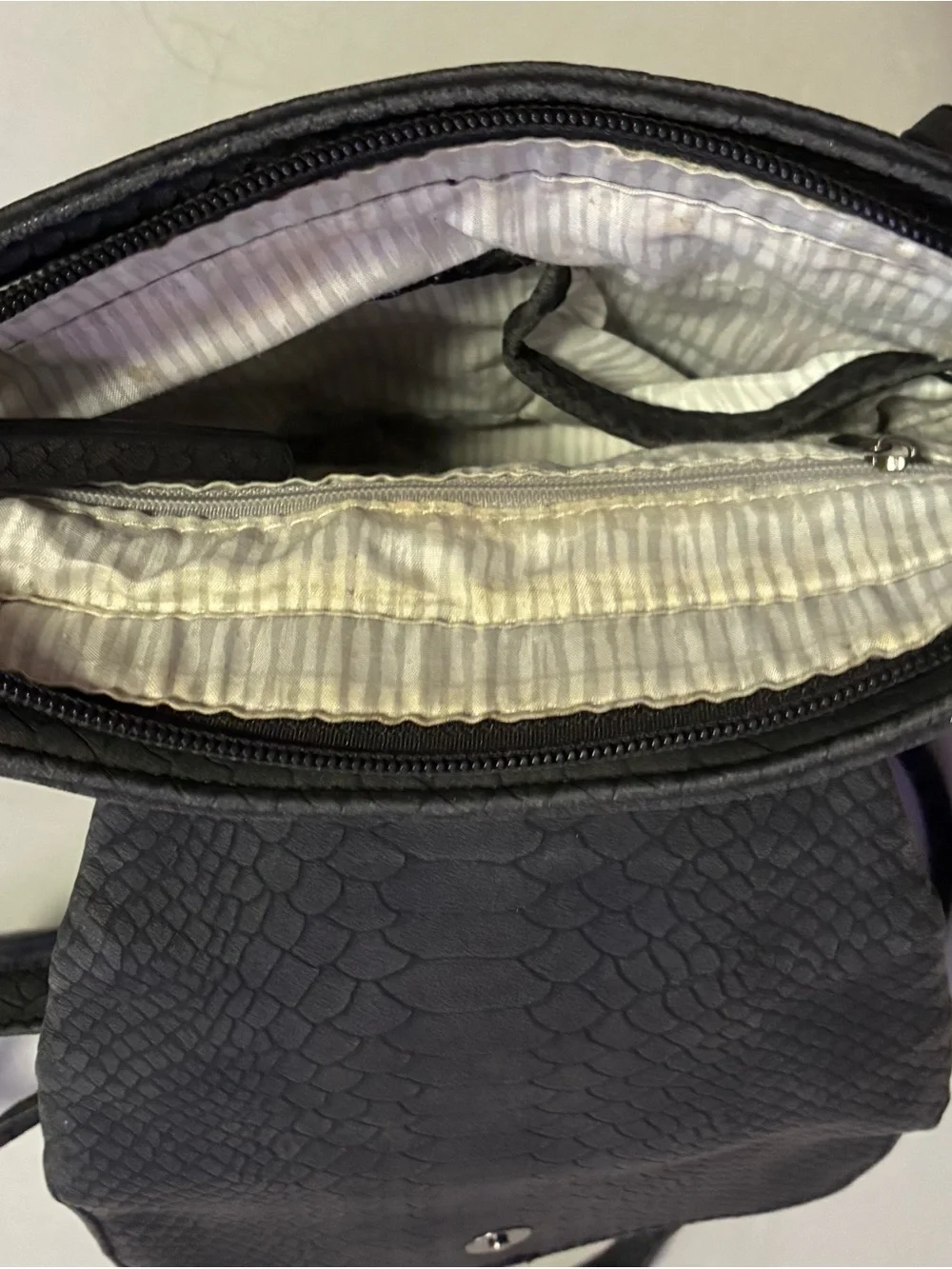 Black Snake-Embossed Faux Leather Backpack